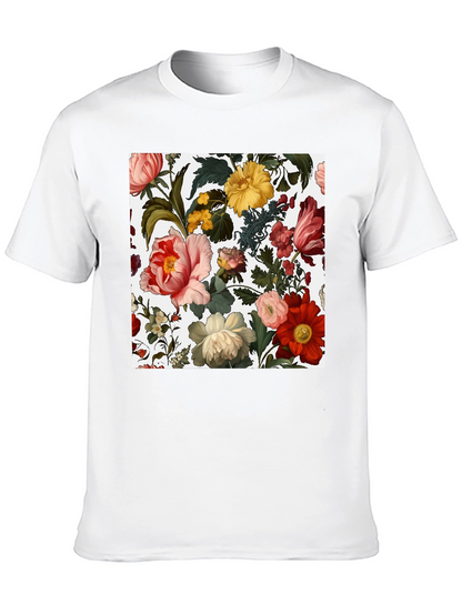 Camiseta Negra con Diseño Floral Clásico