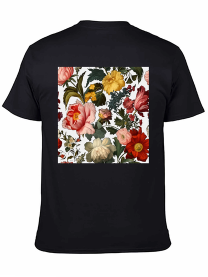 Camiseta Negra con Diseño Floral Clásico