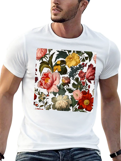 Camiseta Negra con Diseño Floral Clásico