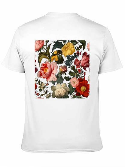 Camiseta Negra con Diseño Floral Clásico
