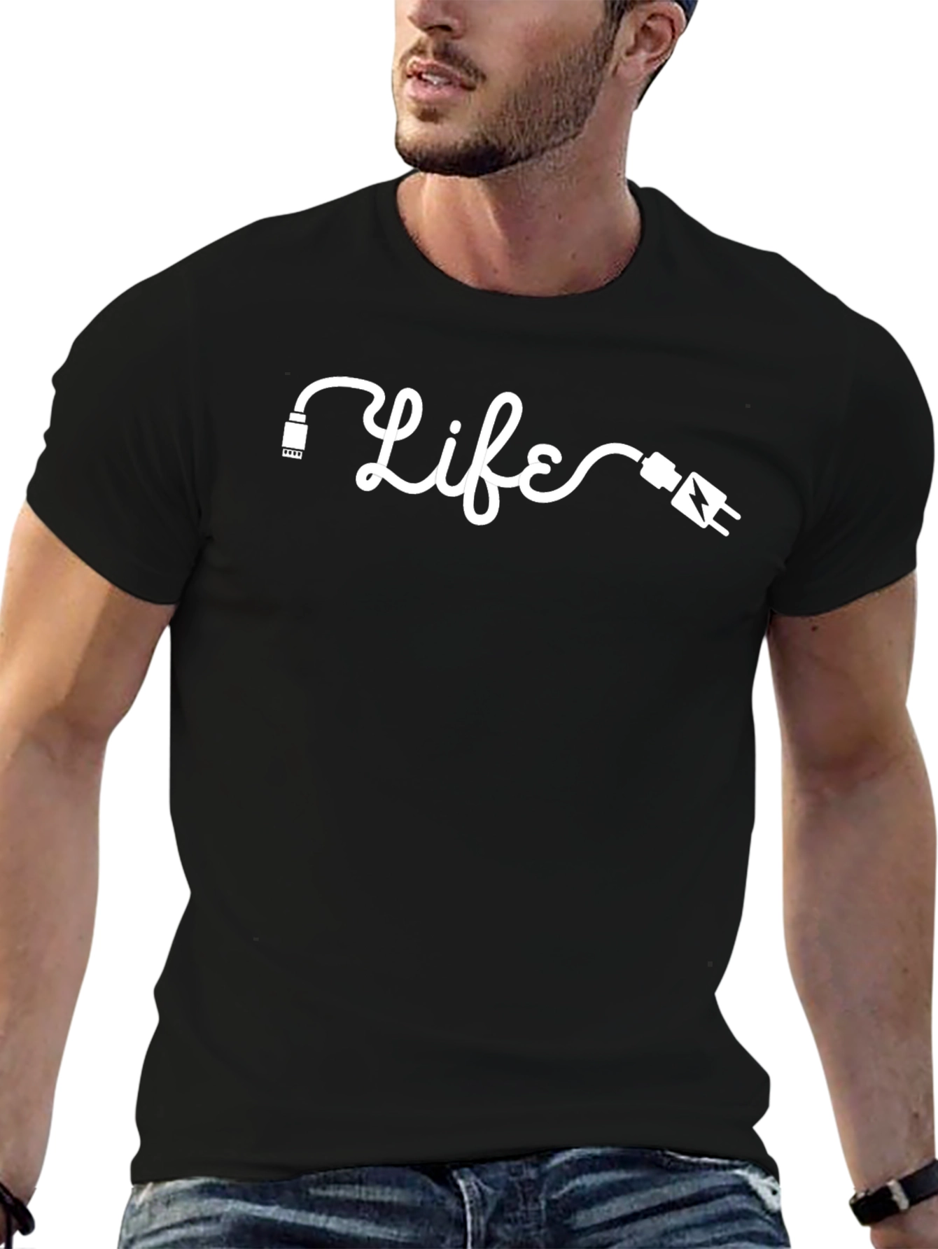 Camiseta Negra Life Con Diseño Original