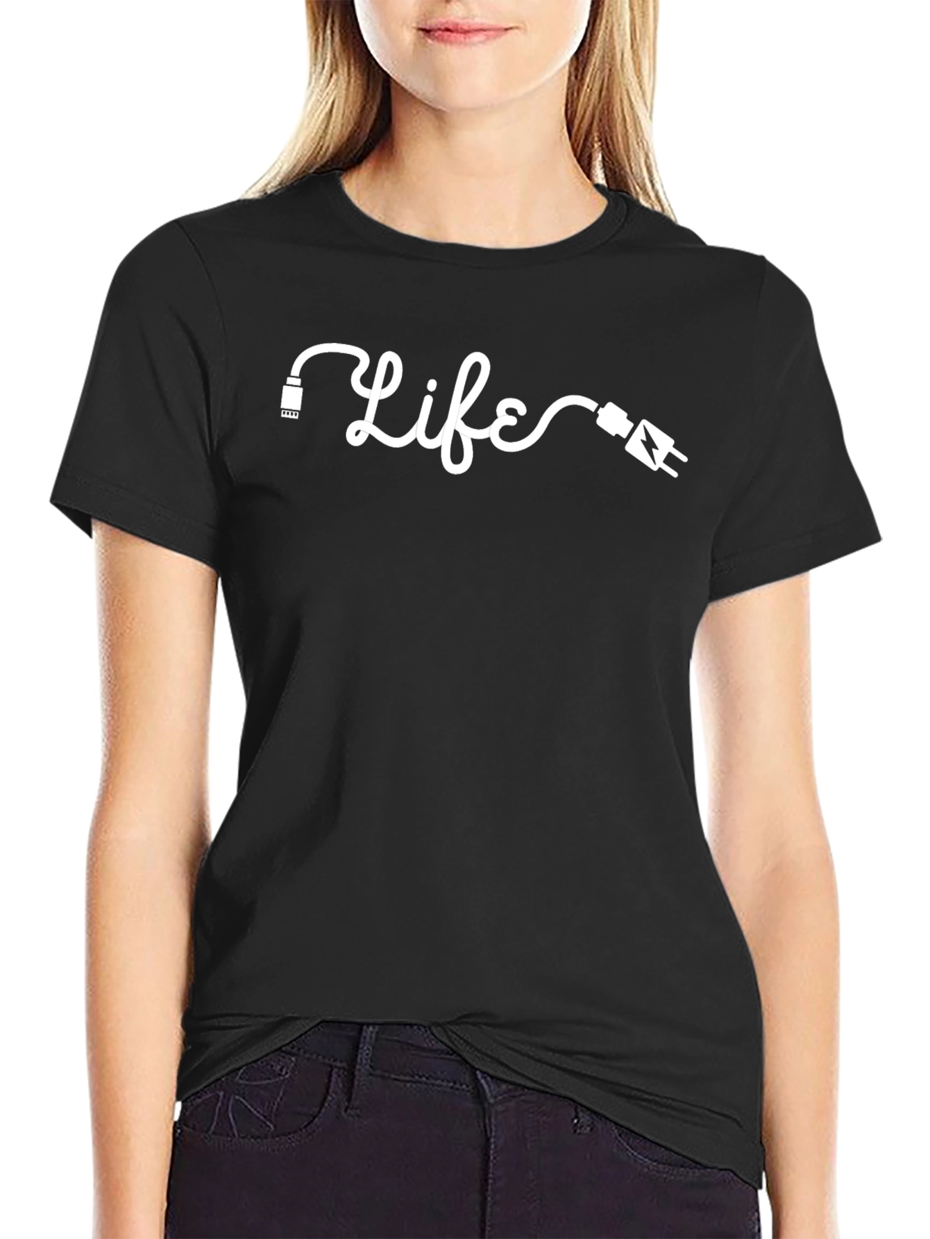 Camiseta Negra Life Con Diseño Original