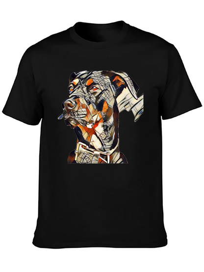Camiseta Negra con Diseño Abstracto de Doberman