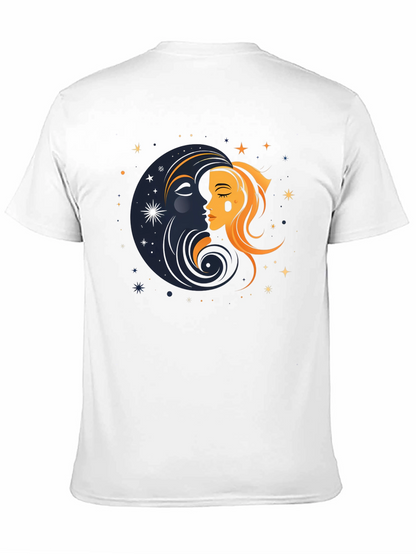 Camiseta Negra Unisex con Diseño de Sol y Luna