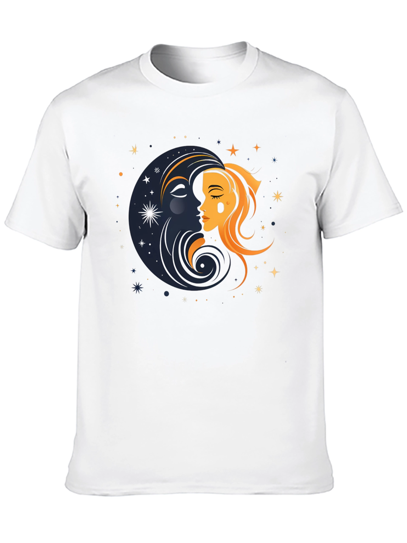 Camiseta Negra Unisex con Diseño de Sol y Luna