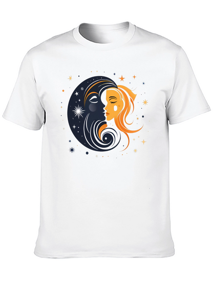 Camiseta Negra Unisex con Diseño de Sol y Luna