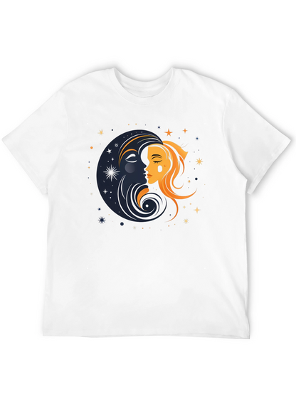 Camiseta Negra Unisex con Diseño de Sol y Luna