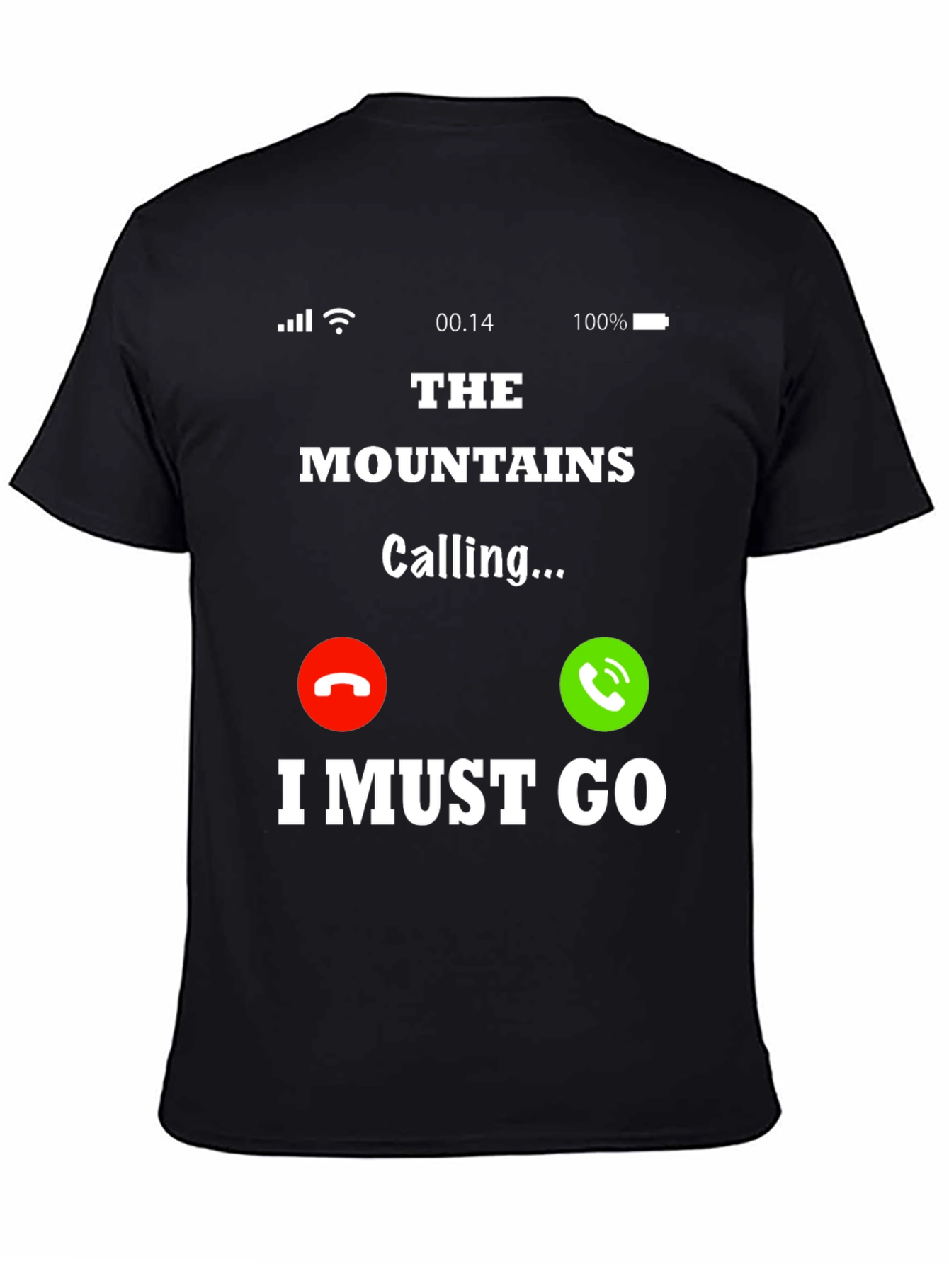 Camiseta Negra The Mountains Are Calling para Aventura