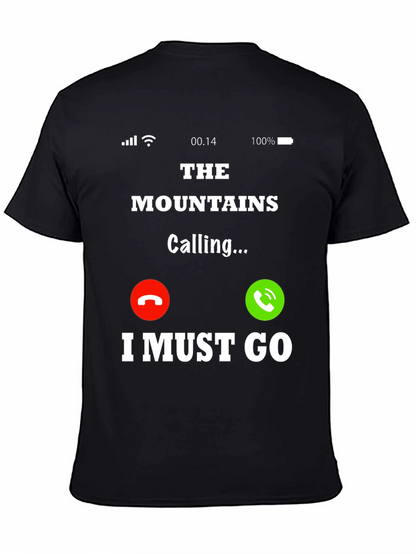 Camiseta Negra The Mountains Are Calling para Aventura