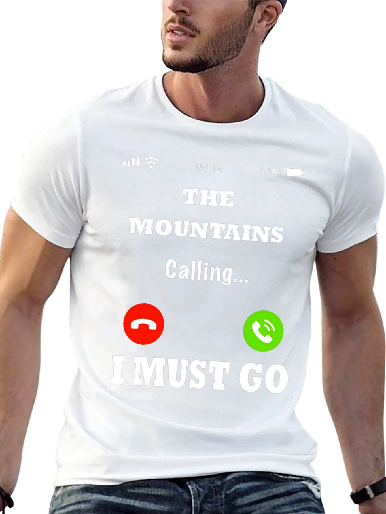Camiseta Negra The Mountains Are Calling para Aventura
