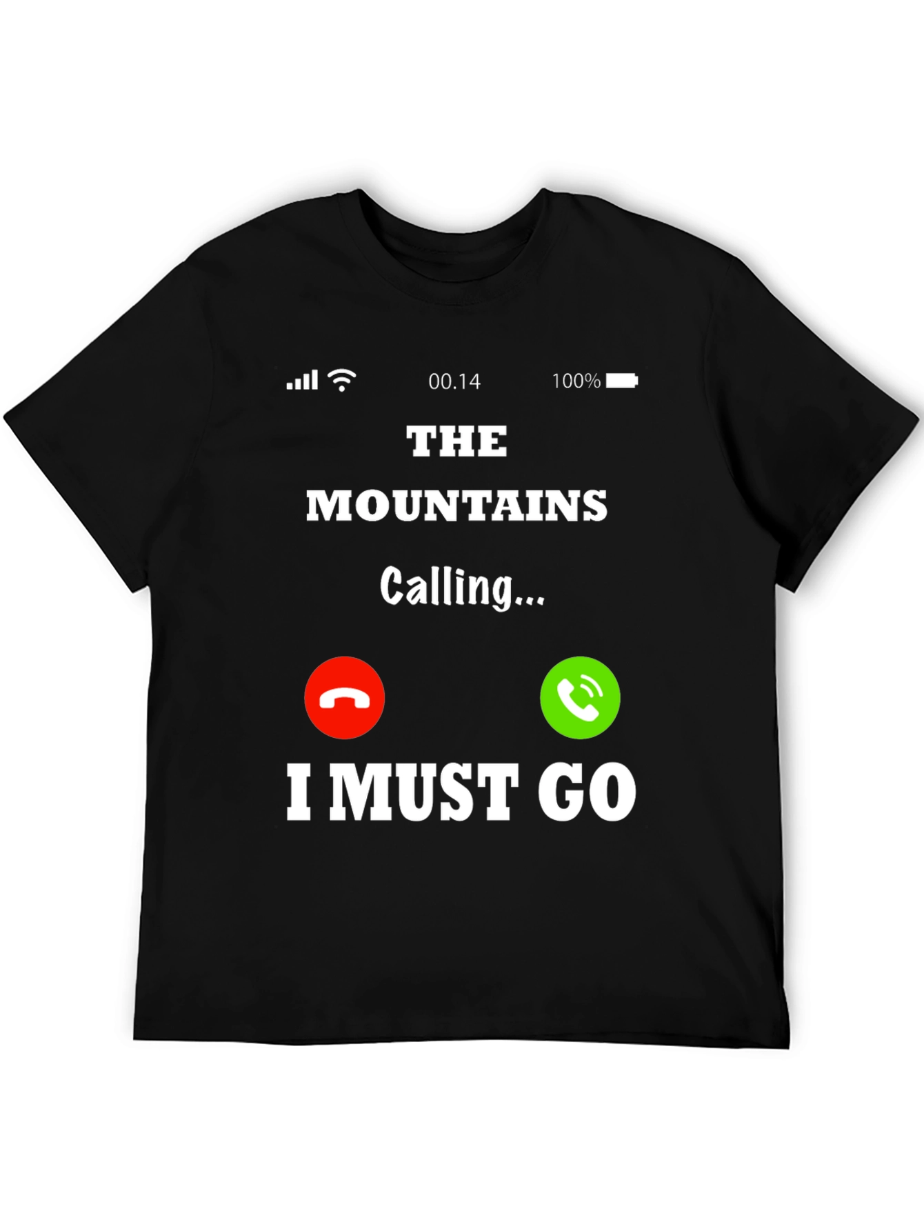 Camiseta Negra The Mountains Are Calling para Aventura