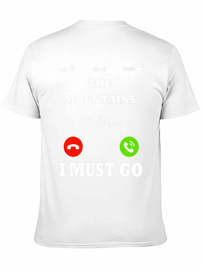Camiseta Negra The Mountains Are Calling para Aventura