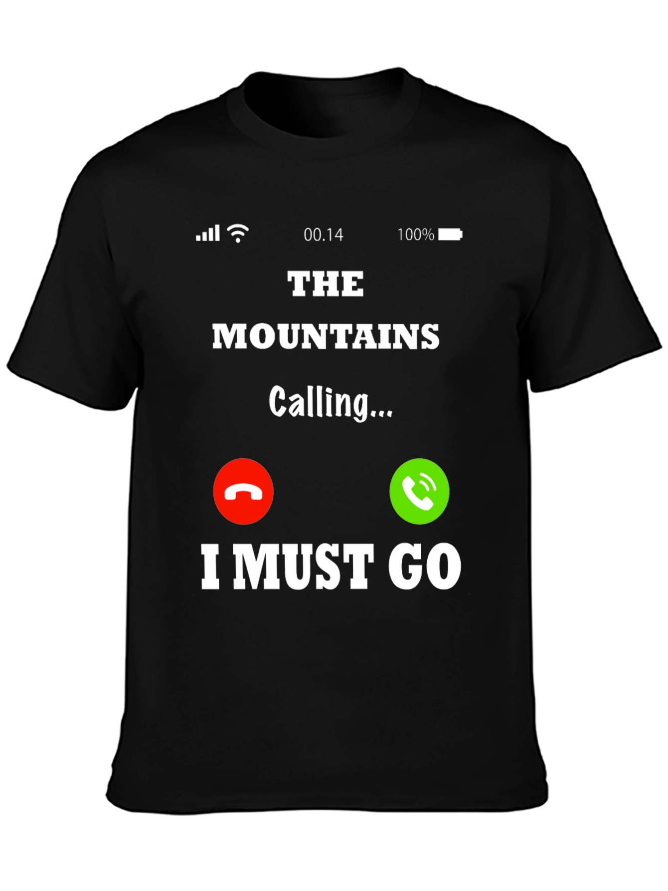 Camiseta Negra The Mountains Are Calling para Aventura