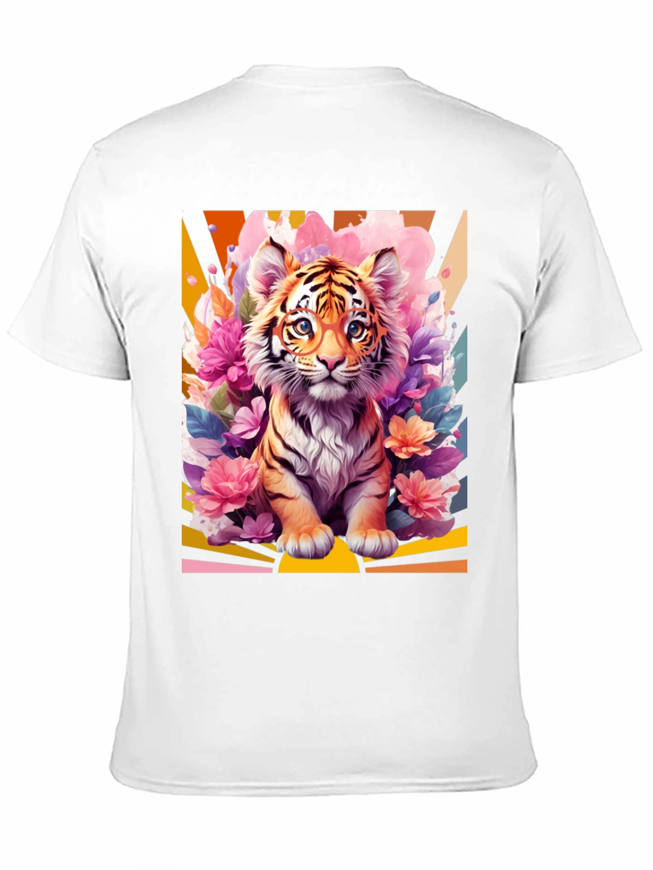 Camiseta Negra con Diseño de Tigre Floral