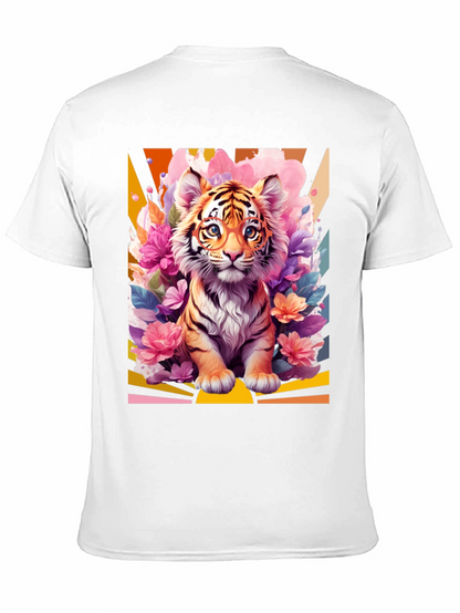 Camiseta Negra con Diseño de Tigre Floral