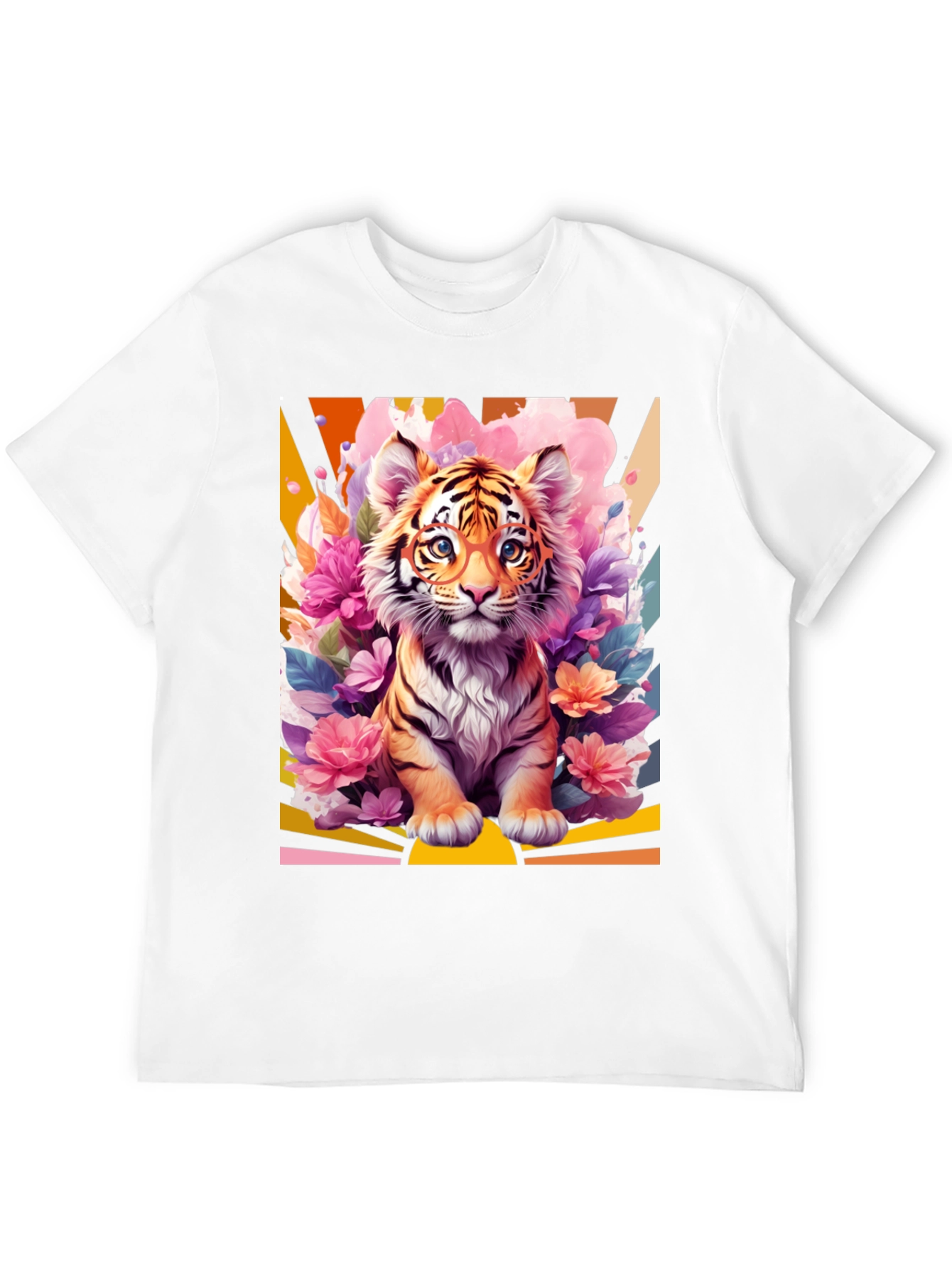 Camiseta Negra con Diseño de Tigre Floral