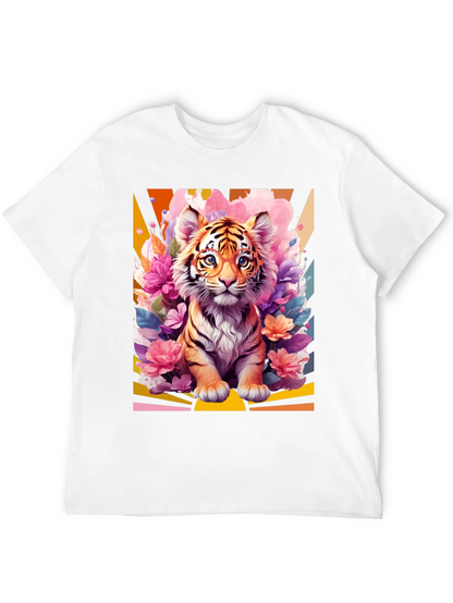 Camiseta Negra con Diseño de Tigre Floral