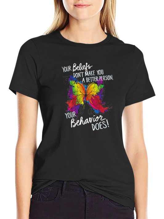 Camiseta Negra con Diseño de Mariposa y Frase Inspiradora