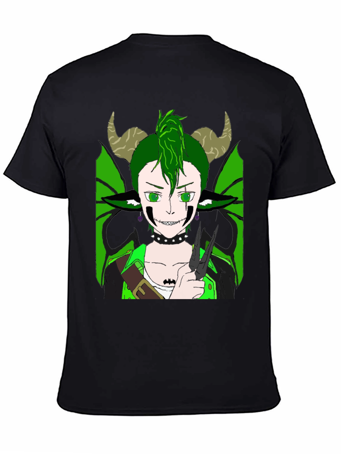 Camiseta Negra con Diseño de Criatura Fantástica