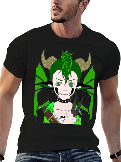 Camiseta Negra con Diseño de Criatura Fantástica
