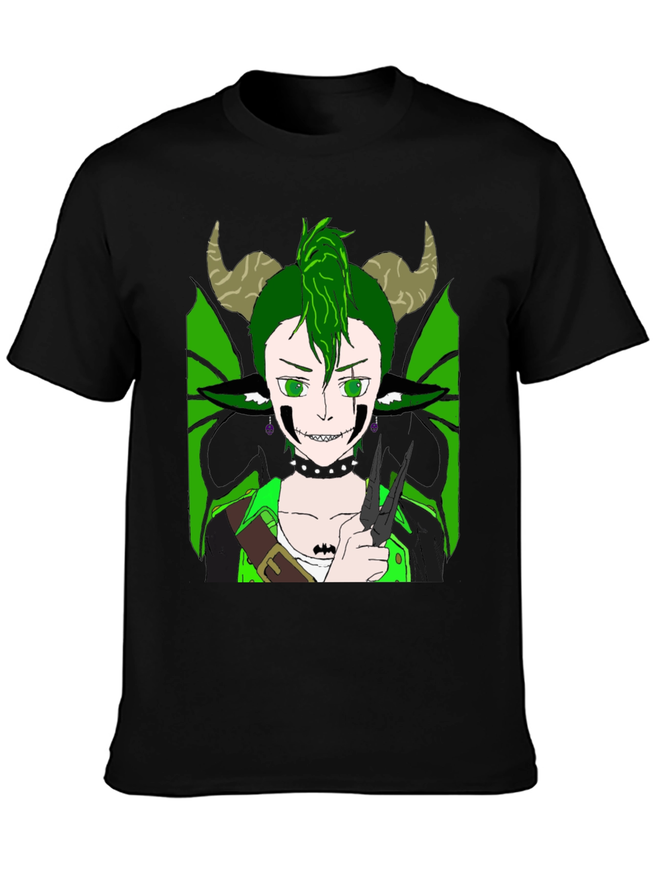 Camiseta Negra con Diseño de Criatura Fantástica