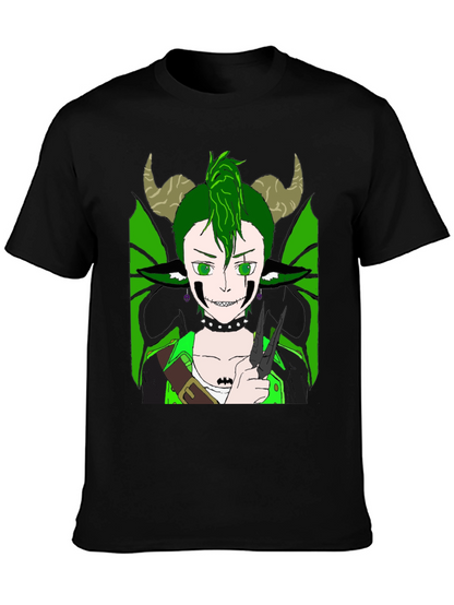 Camiseta Negra con Diseño de Criatura Fantástica