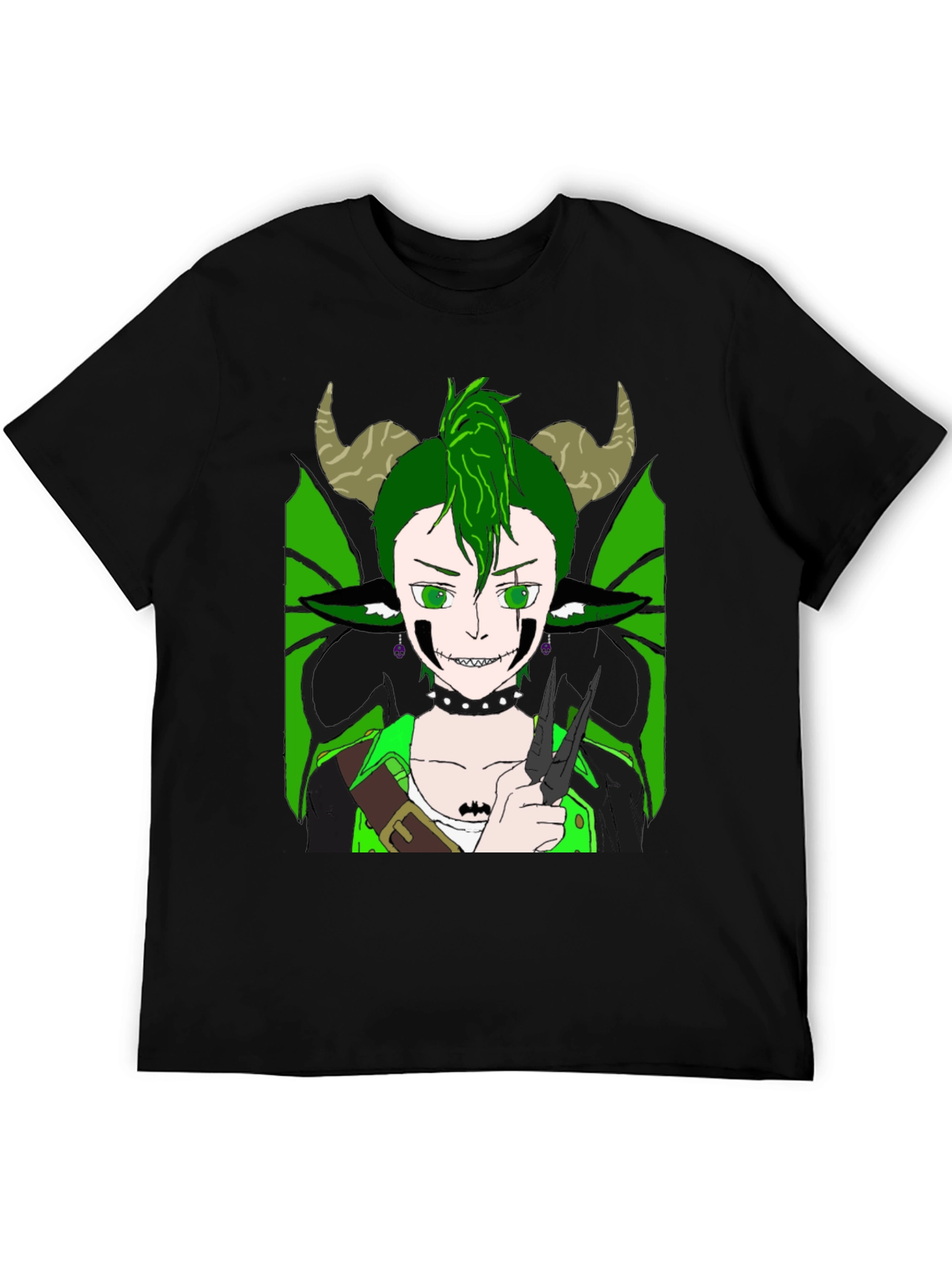 Camiseta Negra con Diseño de Criatura Fantástica