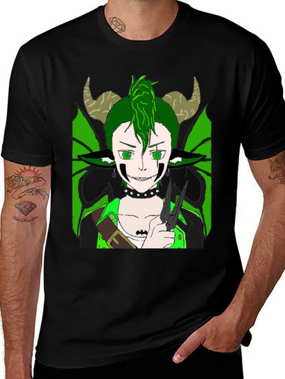 Camiseta Negra con Diseño de Criatura Fantástica