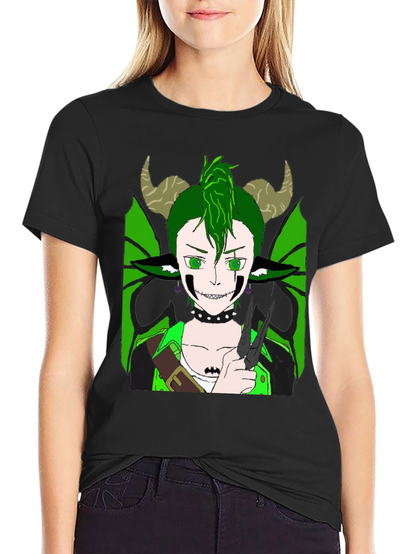 Camiseta Negra con Diseño de Criatura Fantástica