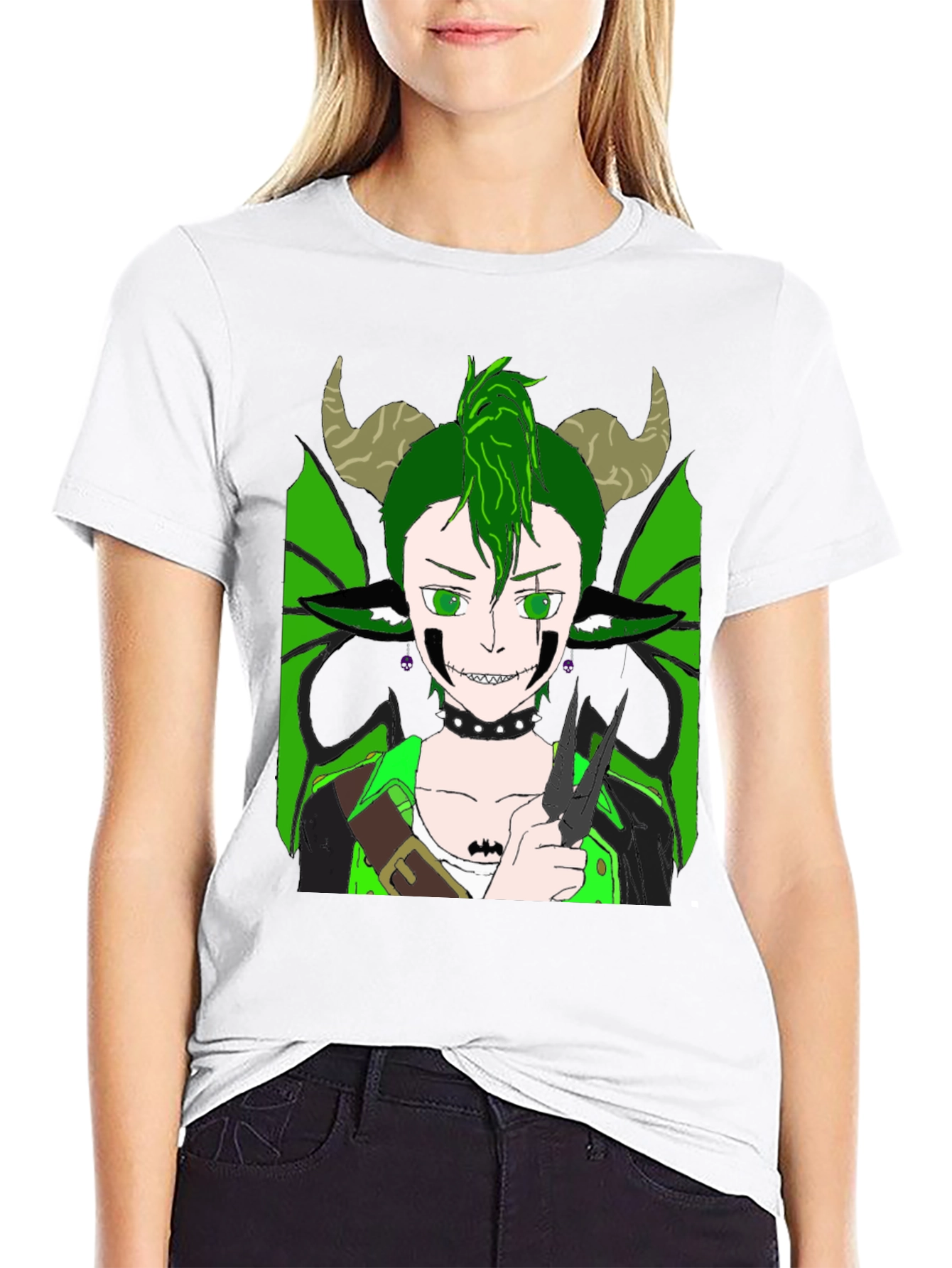 Camiseta Negra con Diseño de Criatura Fantástica