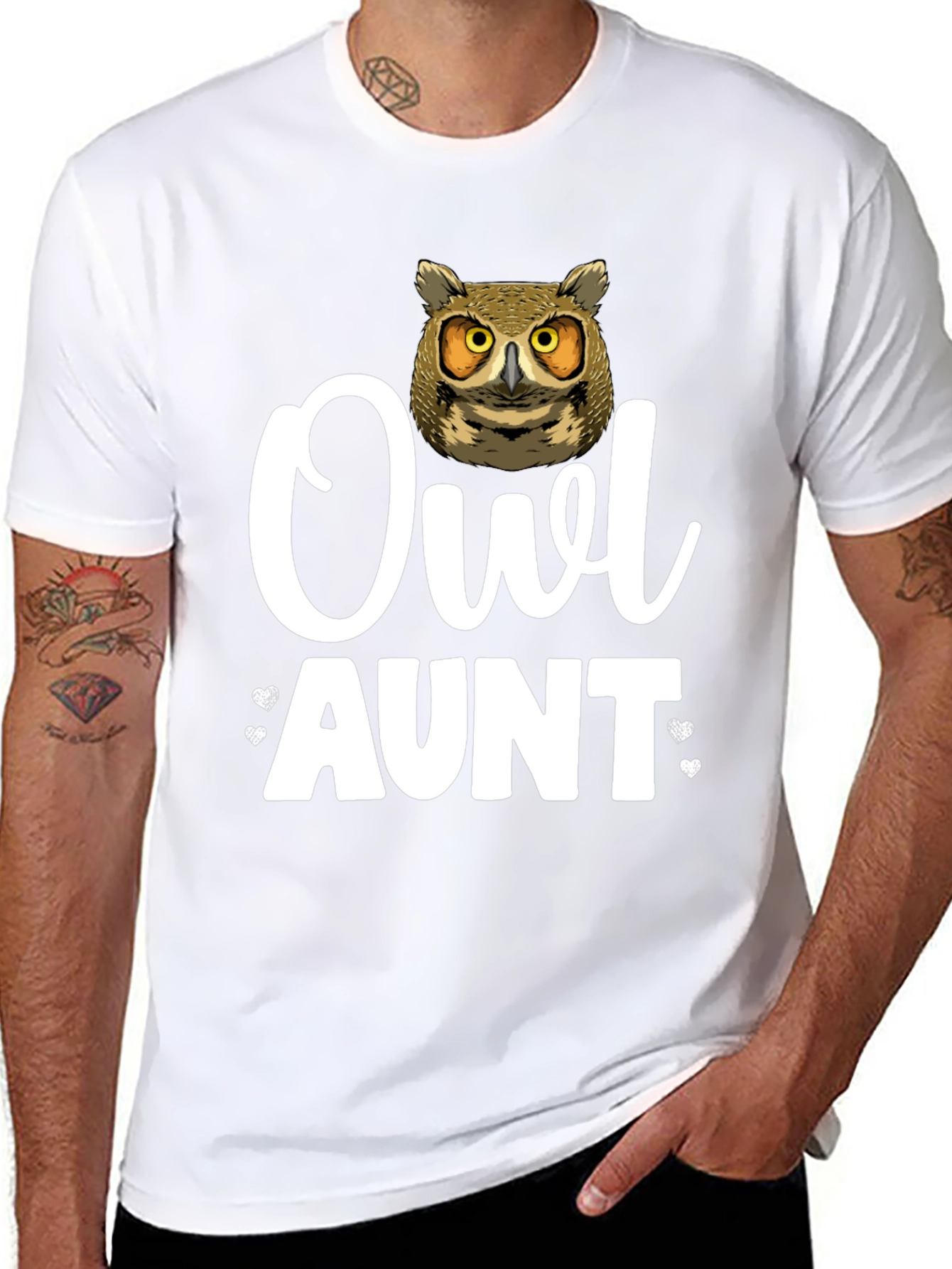 Camiseta Negra Owl Aunt para Amantes de los Búhos