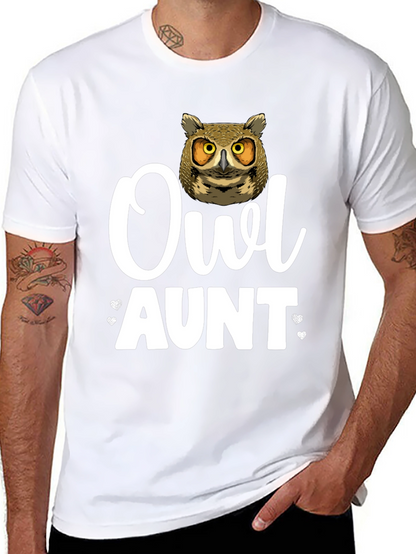 Camiseta Negra Owl Aunt para Amantes de los Búhos