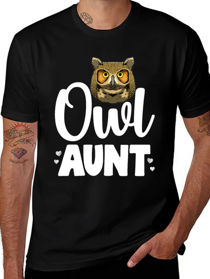 Camiseta Negra Owl Aunt para Amantes de los Búhos