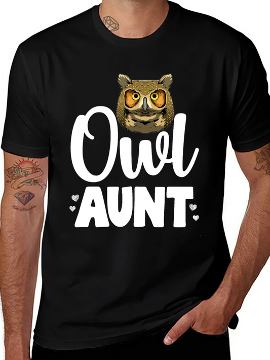 Camiseta Negra Owl Aunt para Amantes de los Búhos