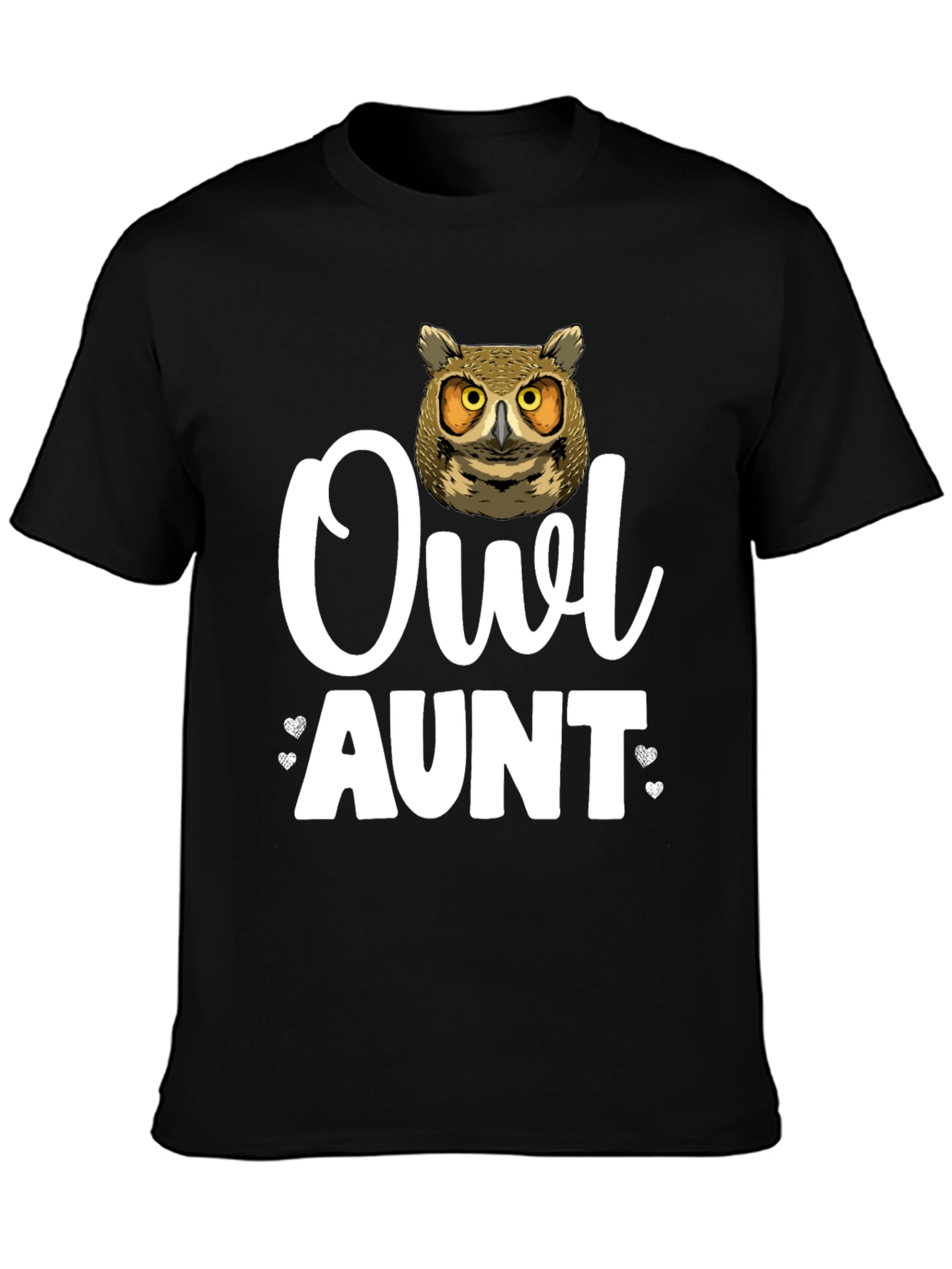 Camiseta Negra Owl Aunt para Amantes de los Búhos