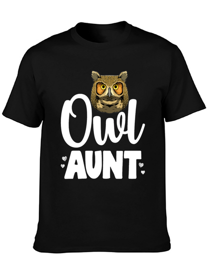Camiseta Negra Owl Aunt para Amantes de los Búhos