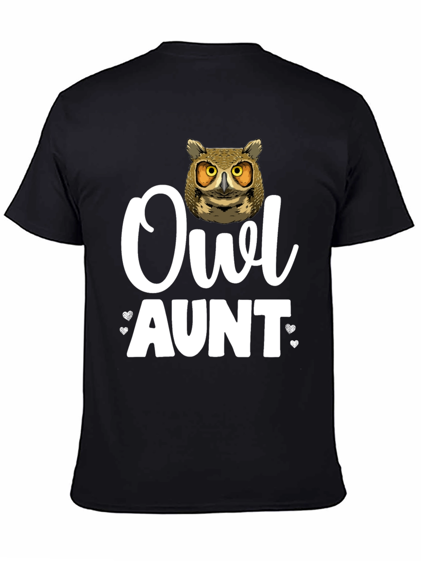 Camiseta Negra Owl Aunt para Amantes de los Búhos