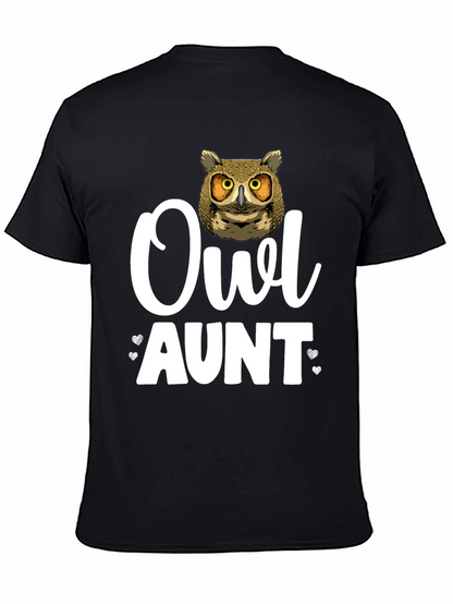 Camiseta Negra Owl Aunt para Amantes de los Búhos