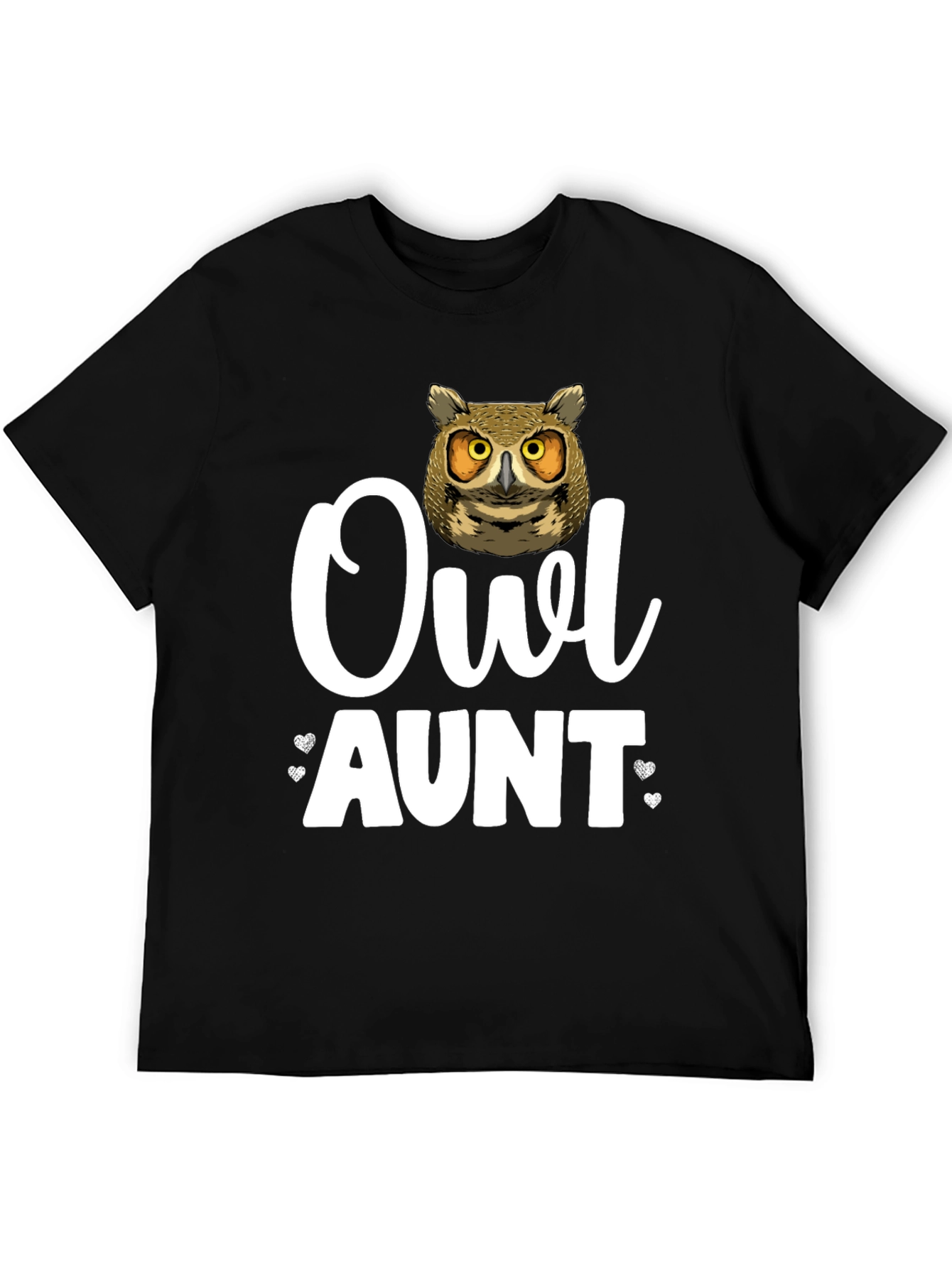 Camiseta Negra Owl Aunt para Amantes de los Búhos