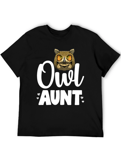Camiseta Negra Owl Aunt para Amantes de los Búhos