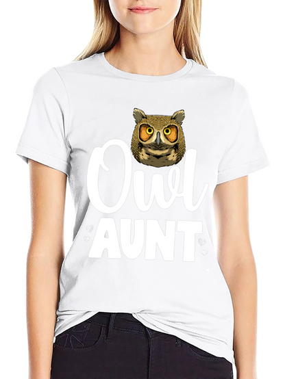 Camiseta Negra Owl Aunt para Amantes de los Búhos