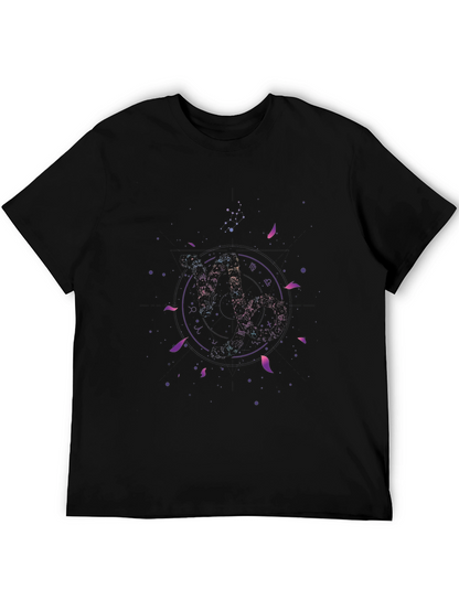 Camiseta Negra Estampado Zodiacal Cósmico
