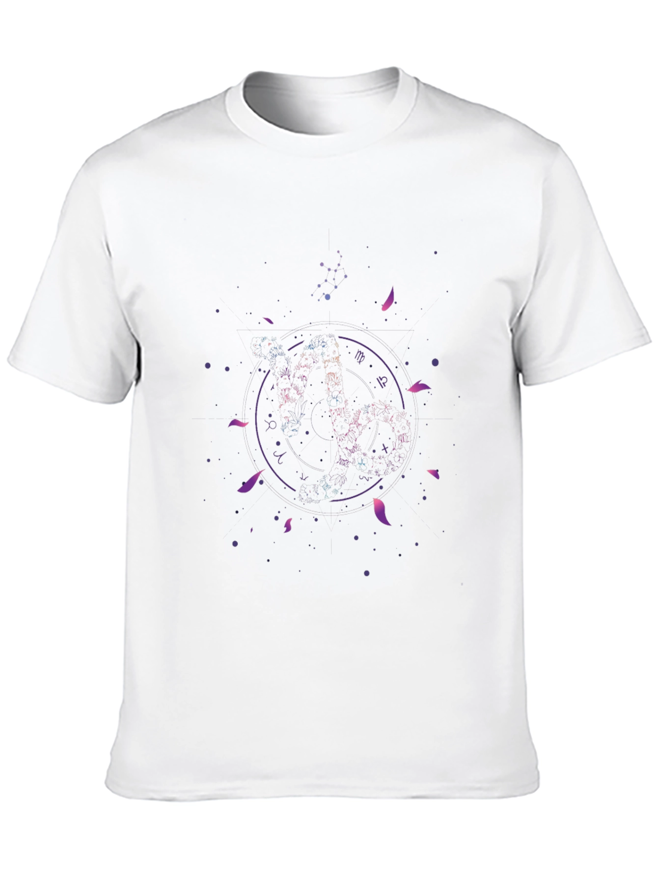 Camiseta Negra Estampado Zodiacal Cósmico