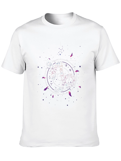 Camiseta Negra Estampado Zodiacal Cósmico