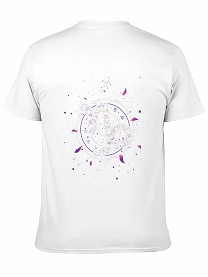 Camiseta Negra Estampado Zodiacal Cósmico
