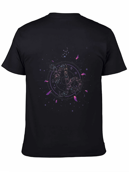 Camiseta Negra Estampado Zodiacal Cósmico