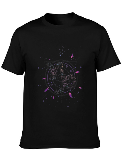 Camiseta Negra Estampado Zodiacal Cósmico