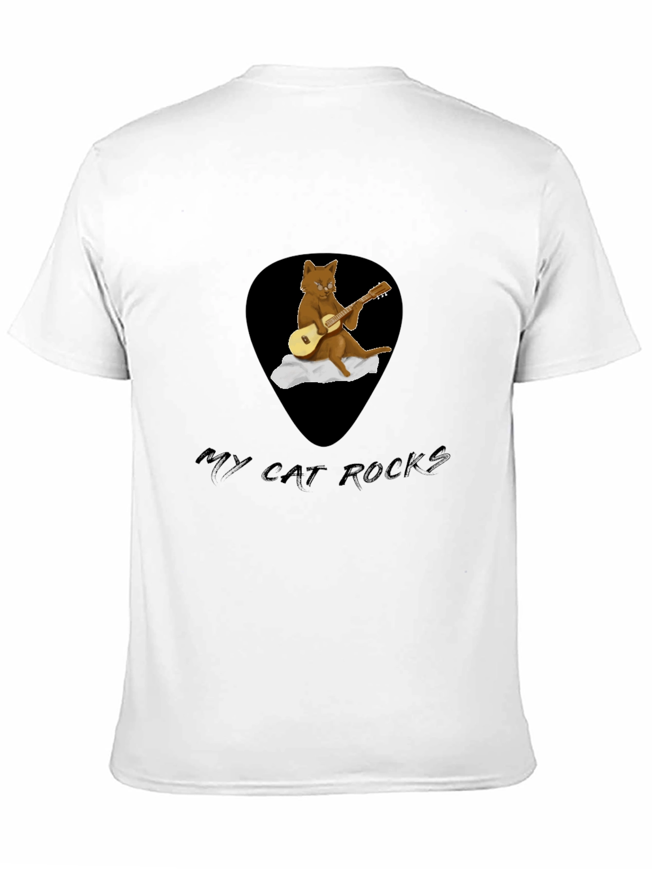 Camiseta Negra con Diseño de Gato Rockero