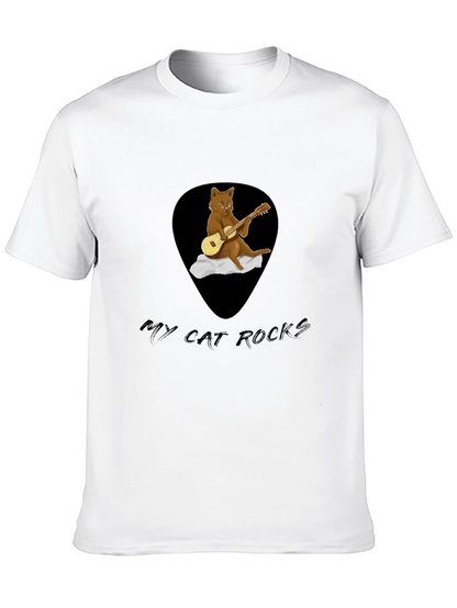 Camiseta Negra con Diseño de Gato Rockero