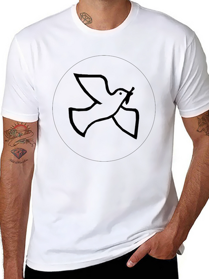 Camiseta Negra Hombre: Diseño Paloma de la Paz